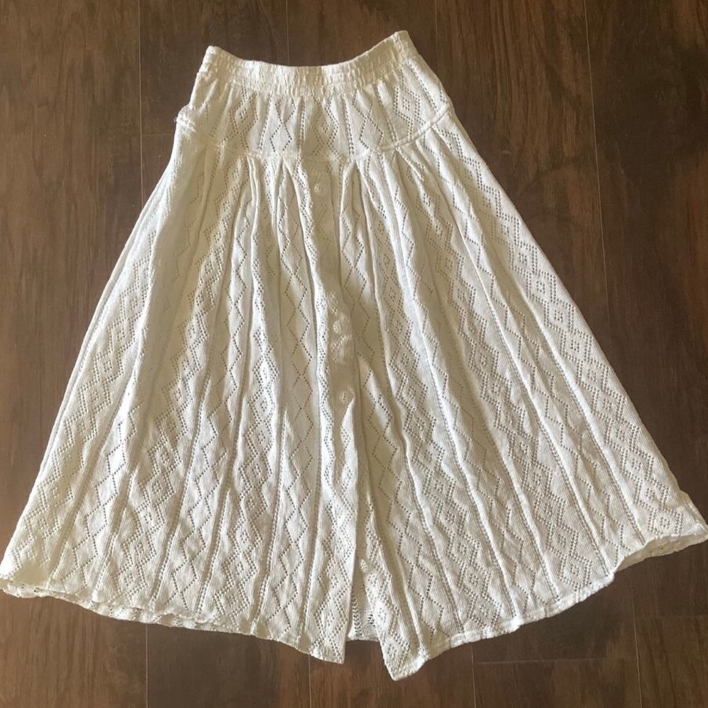 Vintage Doily Pointelle Knitted Button Down Crochet Midi Maxi Skirt🐇